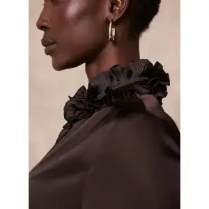Mint Velvet Brown Ruffle Satin Blouse